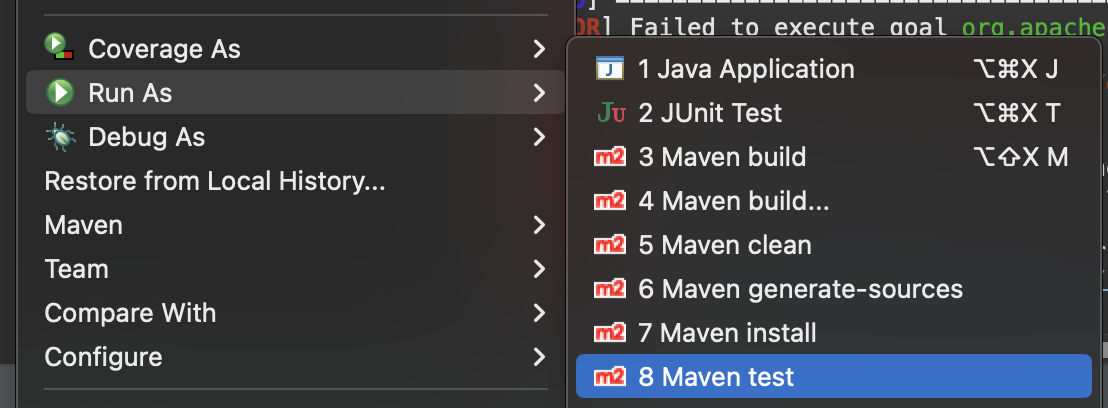 Run Maven Junit text in Eclipse IDE